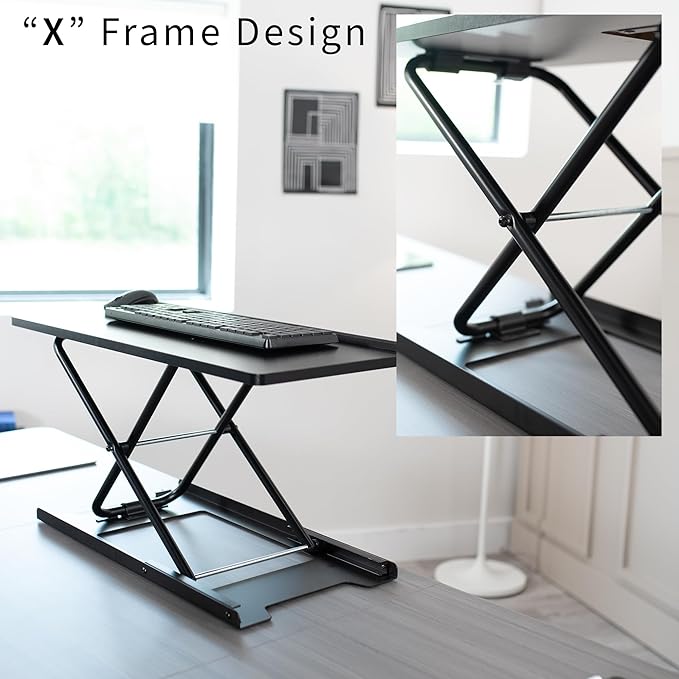 VIVO Black Single Top 27 inch Heavy-Duty Scissors Lift Keyboard and Mouse Riser, Designed for Ergonomic Sit Stand Workstations, DESK-V000P