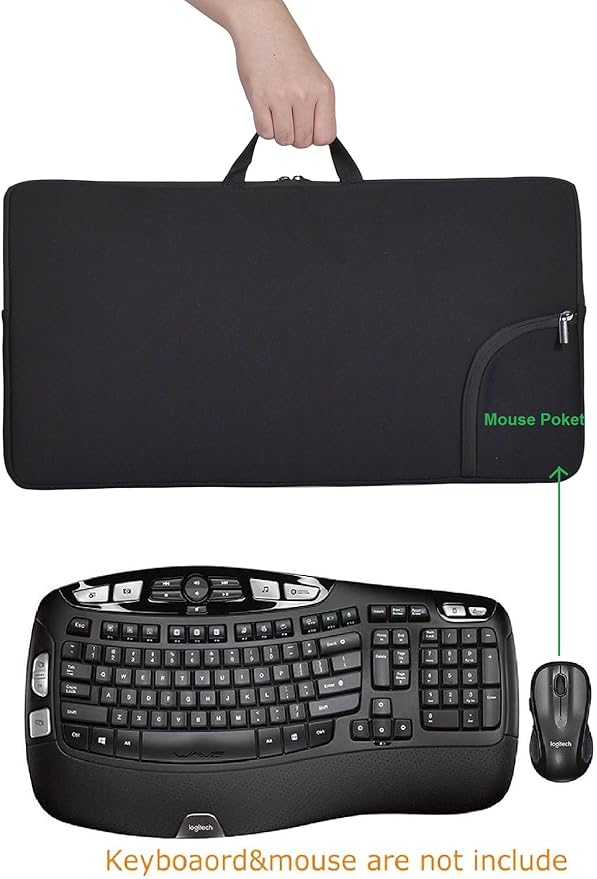 Portable Shockproof Dustproof Neoprene Keyboard and Mouse Case Bag, Perfect for Logitech MK570/MK550 Wireless Wave K350 Keyboard and Mouse Combo