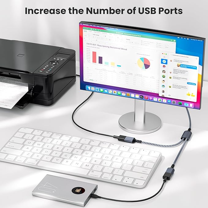 Basesailor USB Splitter 1 in 2 Out 1FT,USBA Male to Double Female Y Cable Extension Adapter,Dual USB Port Extender Hub,Data Charger Power Split for Car,Xbox One Series,PS4,PS5,Laptop,Keyboard,Mouse