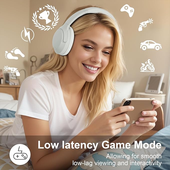 T-fun Active Noise Cancelling Headphones, 65H Bluetooth Headphones, Custom EQ via App Headphones Wireless with Mic, Bluetooth 6.0 Foldable Lightweight Headsets for Commuting Travel Work Home