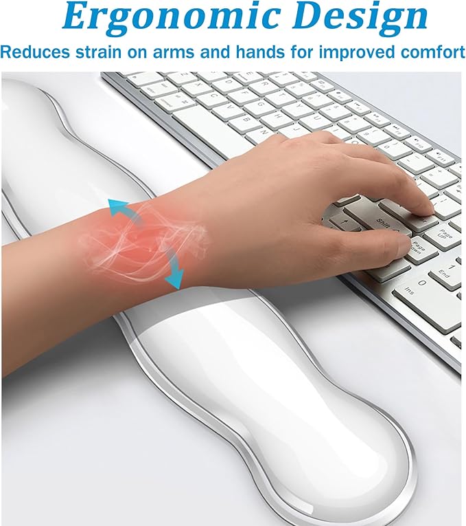 Gel Keyboard Wrist Rest Set, Clear Wrist Rest for Keyboard and Mouse, Ergonomic Keyboard Mouse Wrist Rest for Typing Pain Relief, Suitable for Office, Gaming, Computer, Laptop - Black