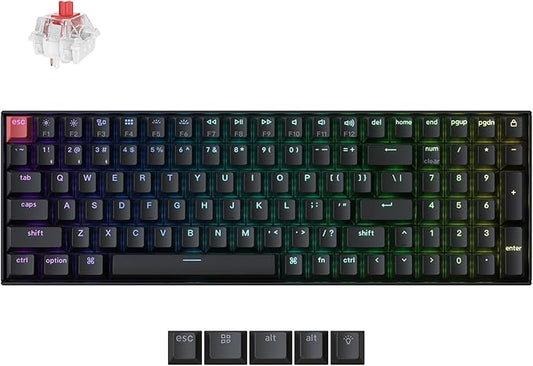 Keychron K4 96% Layout QMK Wireless and Wired Options Mechanical Keyboard Super Red Switch, RGB Backlight with Shine-Through Double-Shot PBT Keycaps for Mac Windows-Version 3
