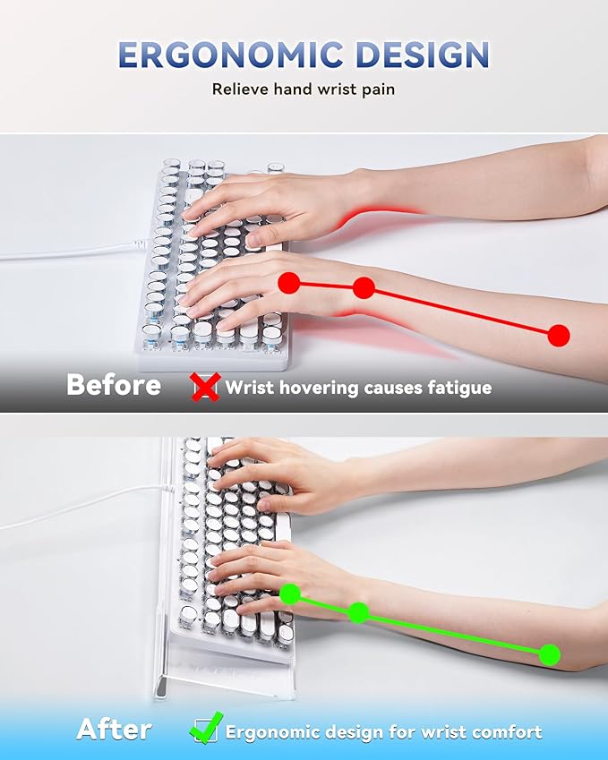 Acrylic Computer Keyboard Stand for Desktop (Clear), Ergonomic Keyboard Tilted Elevated Rack Key Board Tray Holder Riser Stand for Office Home Desk Work Supplies
