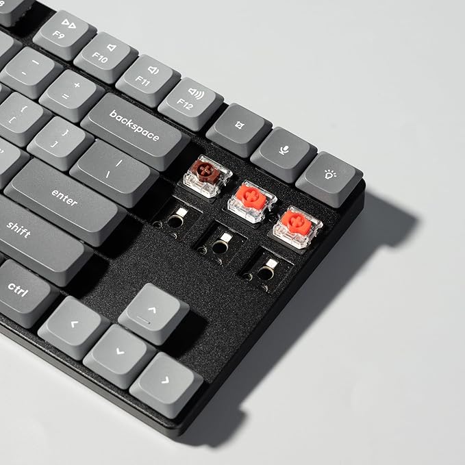Keychron K1 Max Ultra-Slim QMK/VIA Bluetooth Wireless/USB Wired Custom Mechanical Keyboard, 2.4 GHz Hot Swappable TKL Layout RGB Backlight Ergonomic Keyboard with Low-Profile Gateron Brown Switch