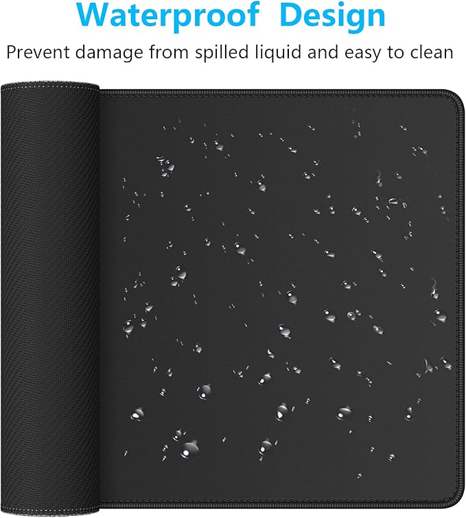 Dapesuom Large Mouse Pad, Extended Gaming Mouse Mat with Stitched Edges, Full Size Desk Mats with Non-Slip Base, Computer Big Desktop Keyboard Pad for Gamer, Laptop, Office, 23.6 x 11.8 in, Jet Black