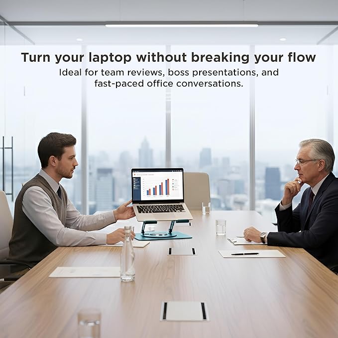 Uncaged Ergonomics Swivel Laptop Stand for Desk, Adjustable Computer iPad Stand for Desk w/ 360 Rotation, Portable Laptop Holder for Home Office Ergonomic Supplies (Ocean Blue)