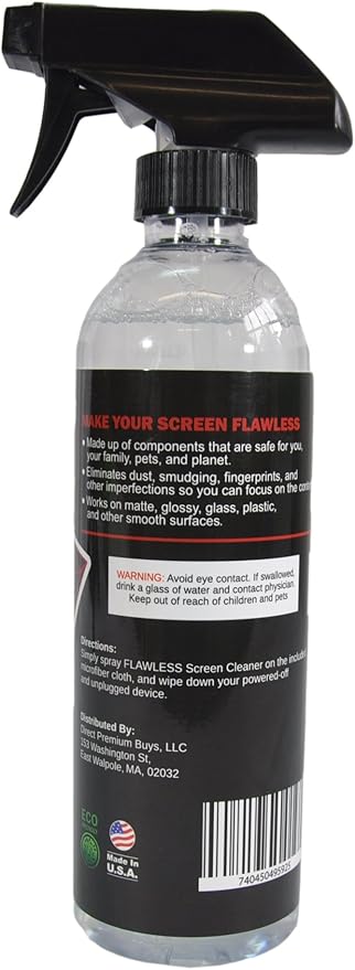 Flawless Screen Cleaner Spray with Microfiber Cleaning Cloth for LCD, LED Displays on Computer, TV, iPad, Tablet, Phone, and More (Single)