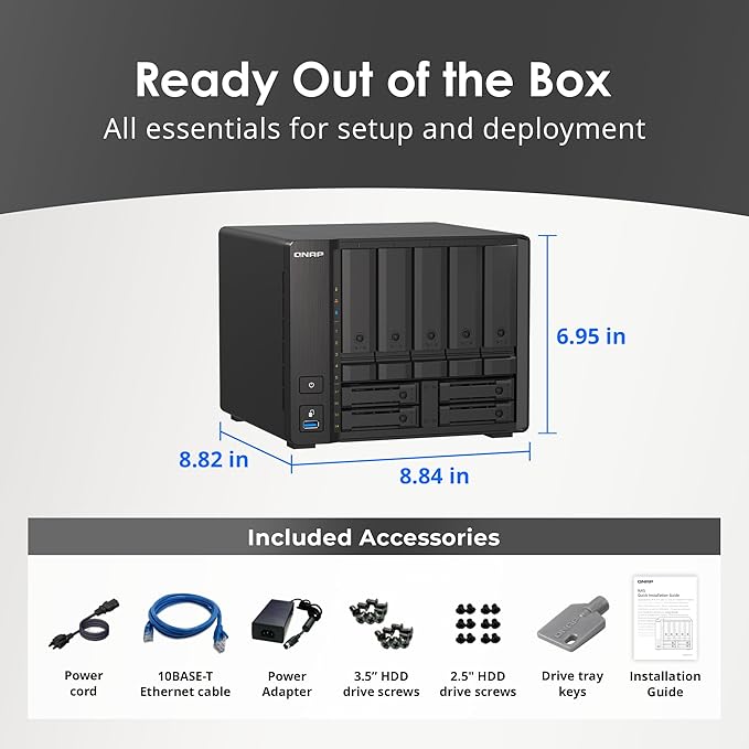 QNAP TS-h973AX-8G 9-Bay QuTS Hero NAS with 10GbE/2.5GbE Connectivity