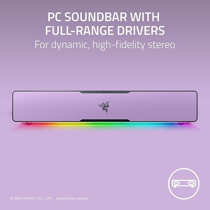 Razer Leviathan V2 X: PC Soundbar - Compact Design - Chroma RGB - USB Type C Power and Audio Delivery - Bluetooth 5.0 - for PC, Laptop, Smartphones, Tablets & Nintendo Switch - Kuromi Edition