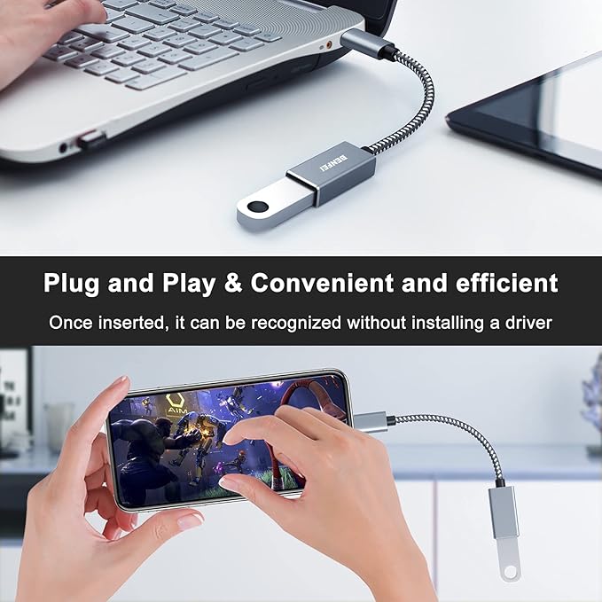 BENFEI 4 Pack USB C to USB 3.0 Adapter, USB C to A Male to Female Adapter Compatible with iPhone 15 Pro/Max, MacBook Pro/Air 2023, iPad Pro, iMac, S23, XPS 17, Surface Book 3 and More