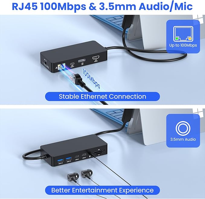 Surface Docking Station, 4K@60Hz Triple Display via HDMI, DP & USB-C, 12-in-1 with 120W Power Adapter for Surface Laptop 5/4/3 & Surface Pro 11/10/9/8/7/X, Surface Go/Book