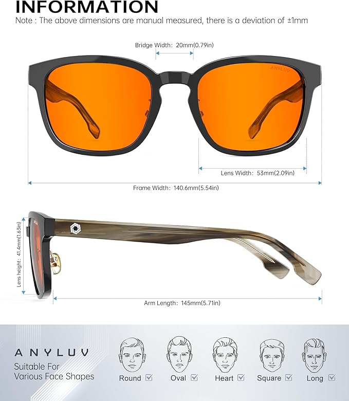 ANYLUV Blue Light Glasses Men Women Computer Gaming Glasses Anti Eyestrain Lightweight Blue Light Blocking Glasses