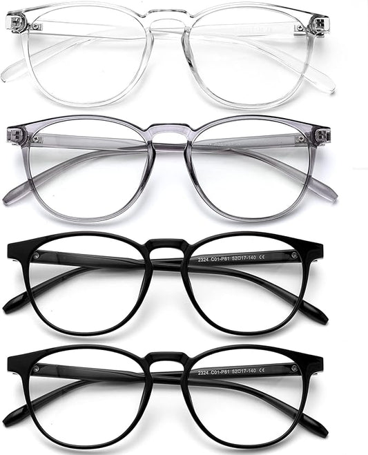 Blue Light Blocking Glasses for Women/Men - 4-Pack Computer Reading/Gaming/TV/Phone Glasses, Anti-Glare