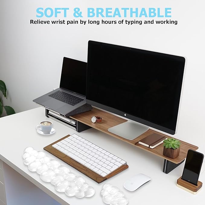 Gel Cloud Wrist Rest Keyboard, Cute Wrist Rest for Computer Keyboard, Ergonomic keyboard Wrist Rest and Soft Mouse Wrist Rest for Typing Pain Relief, Suitable for Office, Home, Computer, Gaming, Clear