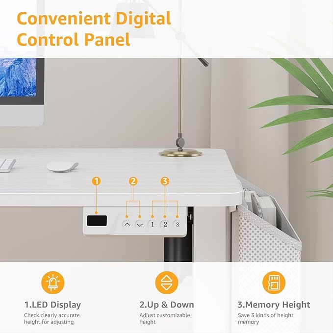 White Electric Sit To Stand Desk - 40 Inch Small Computer Desk Adjustable Height for Work Study Writing, Compact Sit Stand up Desks Table Workstation for Small Space Adult Boy Girl Home Office Bedroom