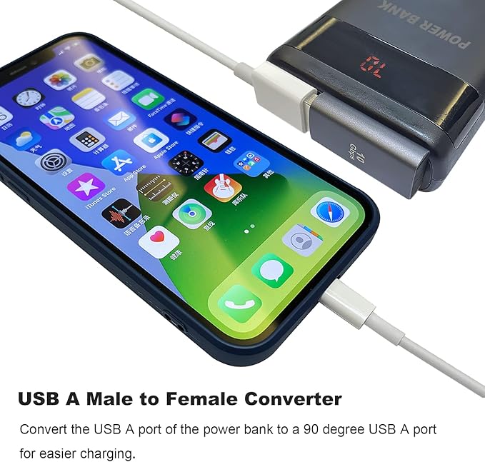 AreMe 90 Degree USB 3.1 Adapter 2 Pack, Left and Right Angle USB A Male to Female Converter Extender for PC, Laptop, USB A Charger, Power Bank and More