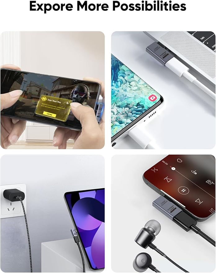 CableCreation Right Angle USB C Adapter 2 Pack, USB C Male to Female 90 Degree Adapter 40Gbps 240W Compatible with Thunderbolt 4, USB 4, Notebook, PC, Tablet, Phone and More, Right Angle