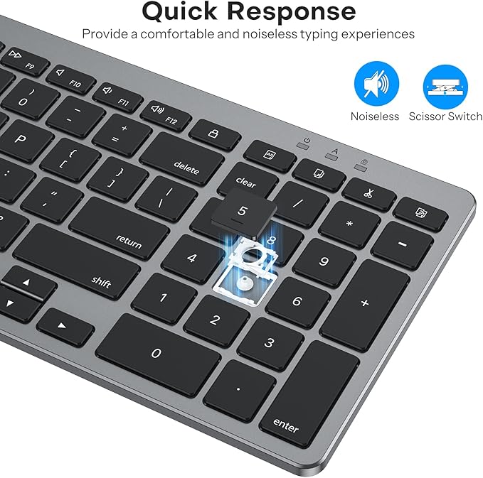 OMOTON Wired Keyboard Compatible with Mac, with Dual Interface (USB and Type-C), Numeric Keypad Compatible with MacBook Pro/Air, iMac, Mac mini/Pro Laptop, Grey