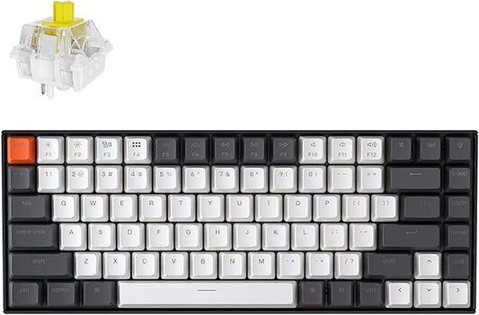 Keychron K2 75% Layout 84 Keys Hot-swappable Bluetooth Wireless/USB Wired Mechanical Keyboard for Mac with Super Banana Switch/Double-Shot PBT Keycaps/White LED Backlit for Windows Version 2