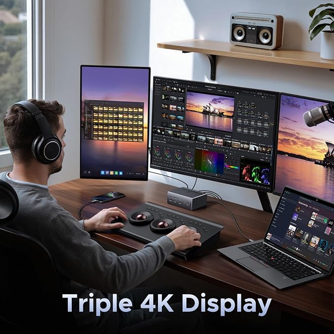 UGREEN 14 in 1 USB C Docking Station 3 Monitors Revodok Pro 314 with 8K DP/4K HDMI, 100W PD, 10Gbps USB Ports, Gigabit Ethernet, SD/TF 170MB/s, 3.5mm Audio, 90cm Cable.140W Power Adapter (HDMI & 2DP)