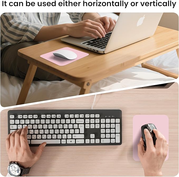 Small Mouse Pad 6 x 8 Inch, Horizontal and Vertical Flexible use. Great for Traveling, Wireless laptops, Keyboard Trays, Offices, etc. (Pink)