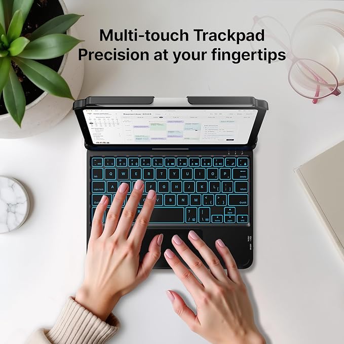 typecase Keyboard Case for iPad mini 7 (2024) & mini 6 (2021) - Wireless Case with Keyboard for iPad mini 7th 6th Generation 8.3" - 11 Colors Backlit Keyboard Cover with Trackpad - Black