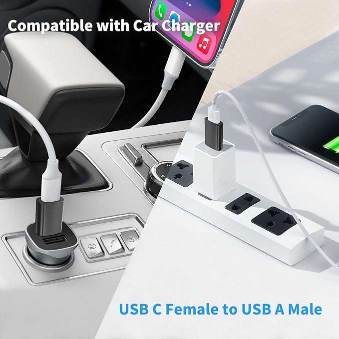 2PCS Upgraded USB 3.0 to USB C Adapter, Compatible with Samsung, iPhone, IPad, Power Bank and More USB C Devices.