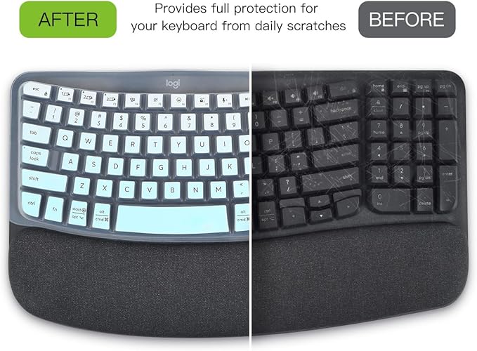 Keyboard Cover Skin for Logitech Wave Keys MK670 Combo Wireless Ergonomic Keyboard Skin, Logitech Wave Keys Wireless Ergonomic Keyboard Cover Protector Skin Accessories, Ombre Mint