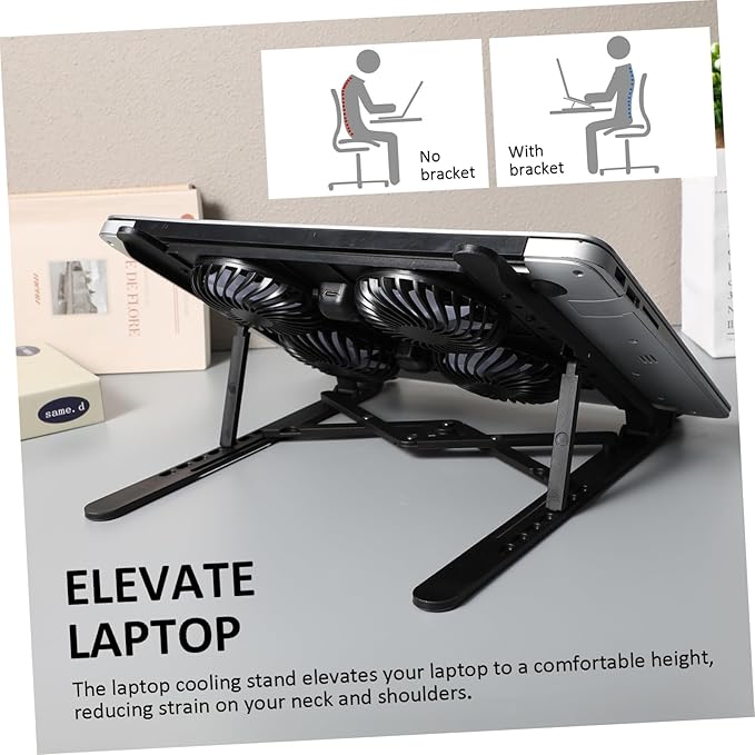 ARTIBETTER Laptop Cooling Pad Height and - Design Four Fans for Efficient Heat Dissipation Compatible Various Laptop for Use