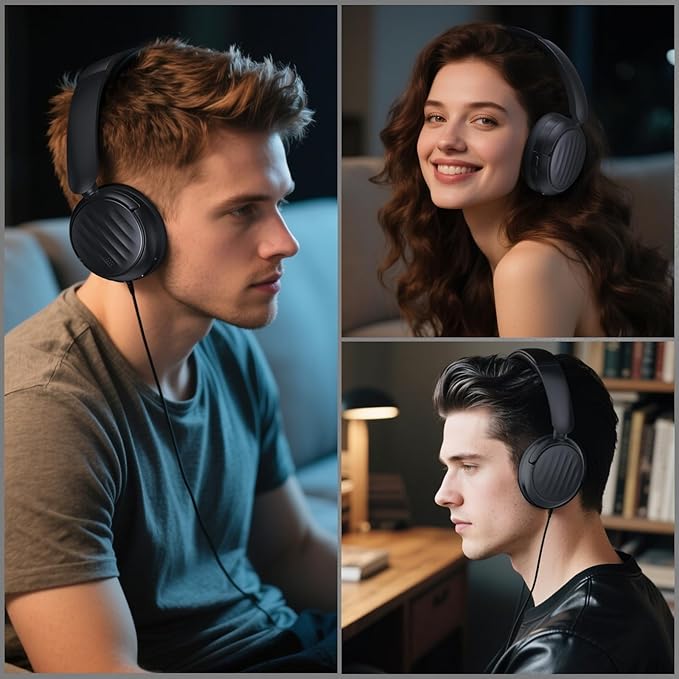Bluetooth Headphones with Active Noise Cancelling (ANC), Wireless Over Ear Bluetooth Headsets with 35H Playtime, HiFi Stereo Foldable Headphones with Foam Ear Cups for Sports, Travel, Black