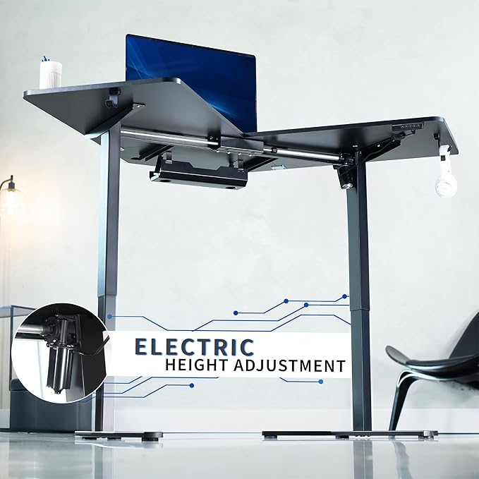 VIVO Electric Corner L-Shaped 55 x 55 in Standing Desk, Memory Height Adjustment, Black Top Black Frame, DESK-E1L110B