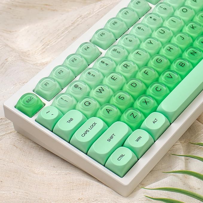 Sumgsn 132 Keys PBTJelly Keycaps MOA Profile Green Keycaps Comaptible with Wooting Keyboard 61/64/87/104/108 Cherry Mx Switches Mechanical Keyboards