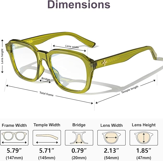 VISOONE Oversized Square Blue Light Blocking Glasses Fashion Computer Eyewear for Women and Men BENNETT