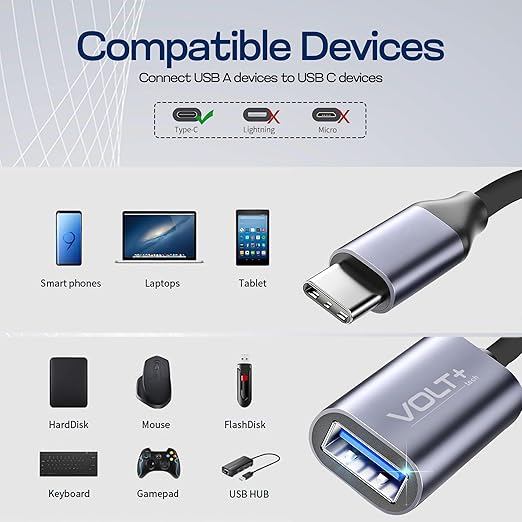 OTG USB-C to USB 3.0 Adapter [2Pack] Thunderbolt 3 Compatible with Apple MacBook Pro/Air iPhone 16 Pro Max/Plus/15 Samsung Galaxy S24/S23/S22/S21 (Black)