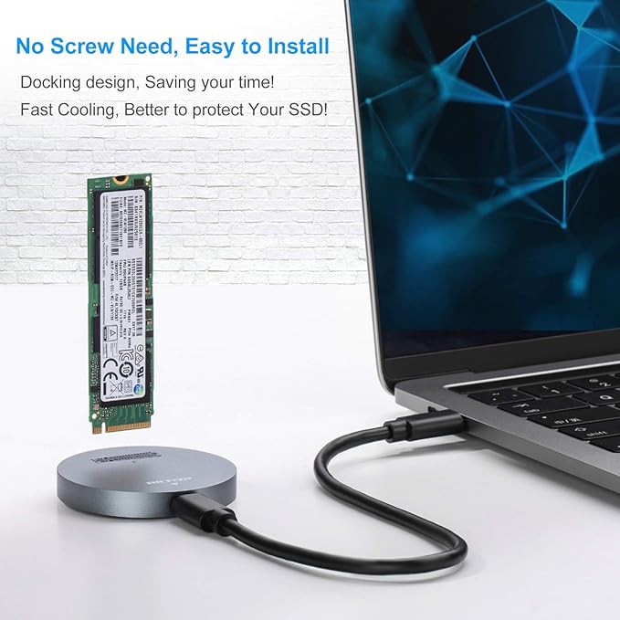 RIITOP NVMe to USB Docking Station, External M.2 PCI-e NVMe SSD to USB-C Reader Adapter for M.2 (M Key) SSD
