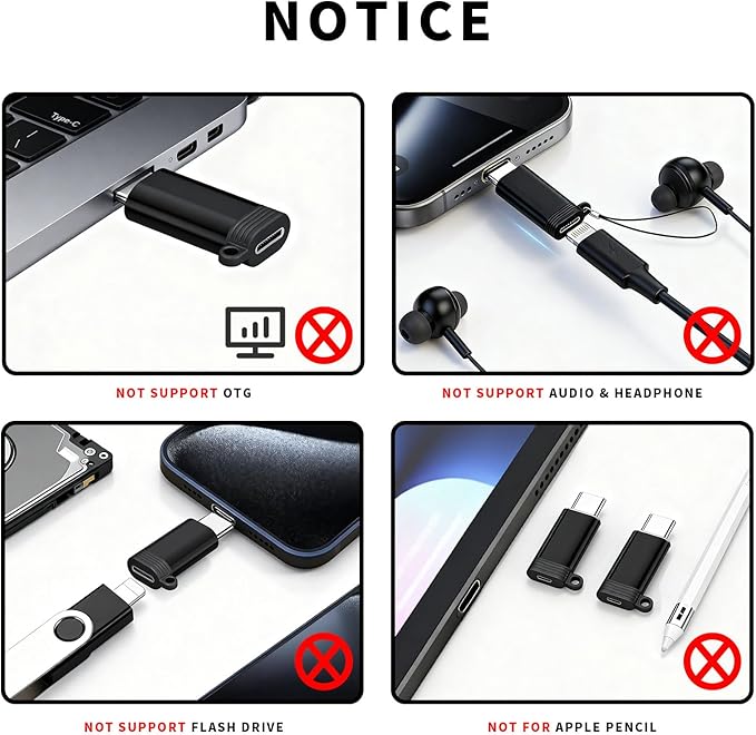 4 Pack Lightning to USB C Adapter, Apple Lightning Female to Type C Male Charging Converter, QC Charge Compatible with iPhone iPad Android -ONLY Charging & Data Transfer from Cellphone to Computer