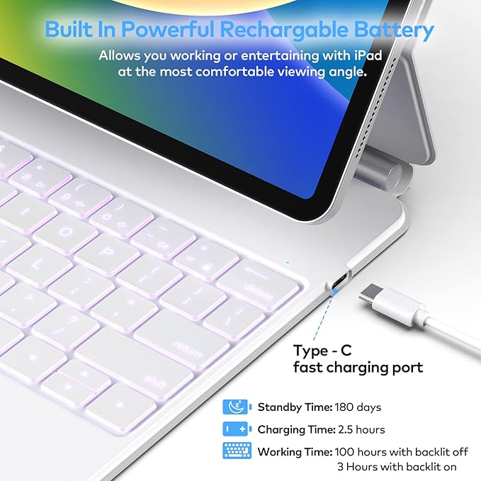 Keyboard Case for iPad Air 13 (M4 2026/M3 2025/M2 2024) and iPad Pro 12.9 inch 6th/5th/4th/3rd Generation–Magic-Style Magnetic Keyboard Case with Multi-Touch Trackpad – Floating Cantilever Stand