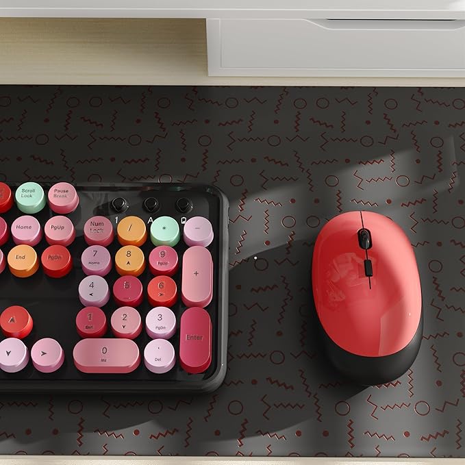 x UBOTIE Colorful Wireless Keyboard and Mouse Combo, Full-Sized Office Keyboard with Typewriter Flexible Keys, 2.4GHz Dropout-Free Connection, Optical Mouse for PC Laptop(Black Colorful)