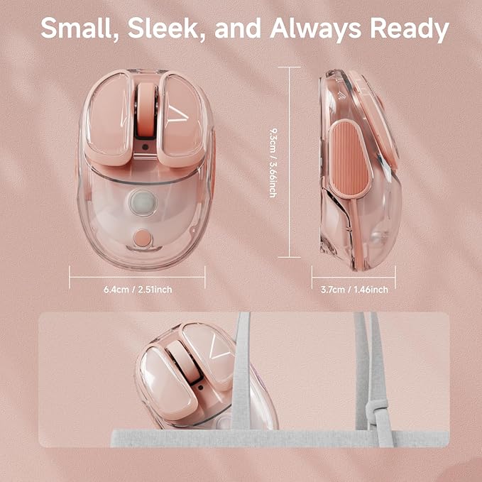 EWEADN Q9 Wireless Clear Mouse Dual Mode Bluetooth & 2.4G USB Computer Mouse with RGB Lighting, Silent Clicks, Multi-Device Compatibility for Laptop, PC, MacBook, iPad Cute Mouses-Gradient