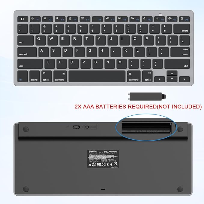OMOTON Bluetooth Keyboard Compatible with iPad A16 11th 10th Generation, iPad 10.2 (9th/8th/7th), iPad Pro 13/12.9/11 inch, iPad Air/Mini and More iOS Devices, Black Grey