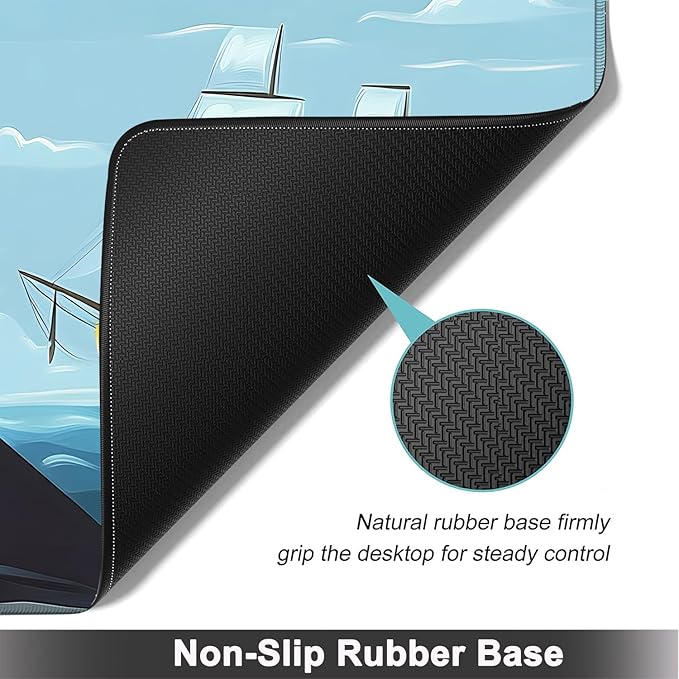 Large Mouse pad and Keyboard Support Set, Ergonomic Memory Foam Keyboard Wrist Rest, Extended Gaming Mouse Pad with Stitched Edges, Cute Cat Riding Shark XXL Desk Mat (31.5 X 11.8 in)