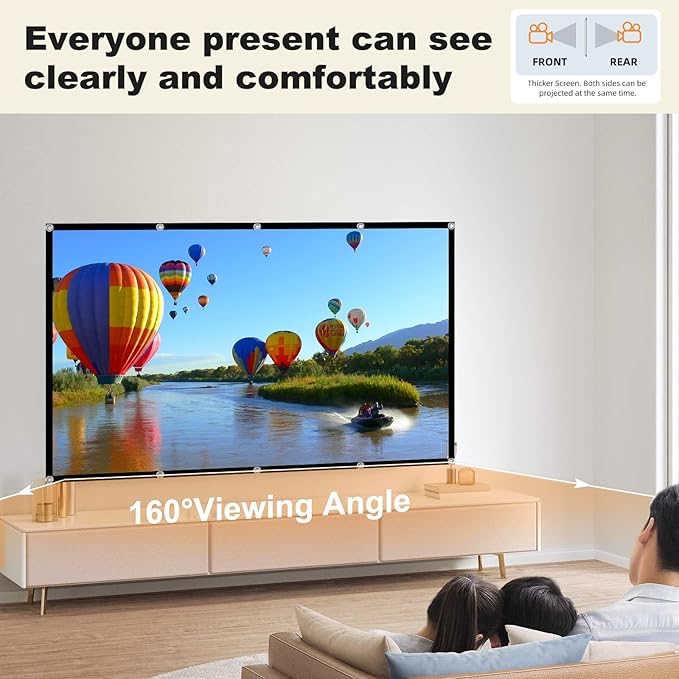 100-inch Projector Screen 4K 16:9 HD Foldable Washable Portable Projection Movies Screens Support Double Sided Projection for Home Theater Backyard Outdoor Indoor