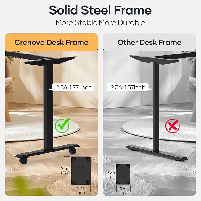 Crenova Electric Standing Desk Adjustable - 55 x 28 Inches Computer Home Office Stand Up Desk, Whole-Piece Sit Stand Studying Gaming Table(Vintage Brown)