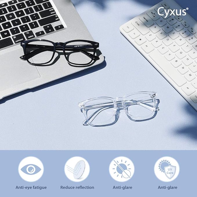 Cyxus Blue Light Glasses Men Women Reduce Eye Strain UV Blocking for Office Work Computer Screen 8082