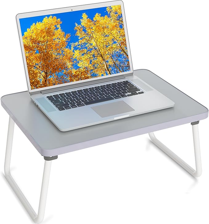 Lap Desks Laptop Tray for Bed or Couch,Portable Breakfast Serving Tray with Folding Legs,Foldable & Lightweight Mini Table, Laptop Stand for Working, Reading and Writing,Gray