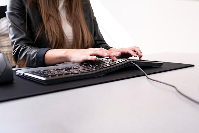 CHERRY AMERICAS LLC Ergo KC 4500 Keyboard-Cable Connectivity-USB Interface-109 Key-English (US)-QWERTZ Layout-Computer-Windows-Black,JK-4500EU-2