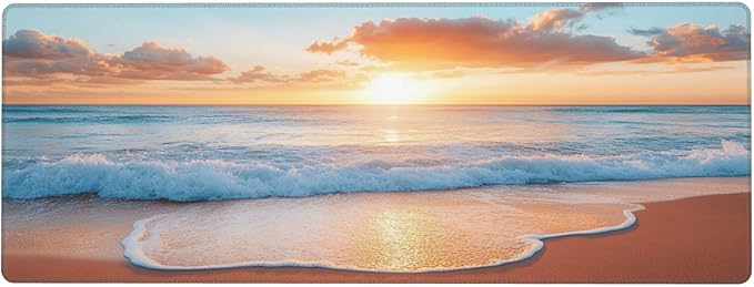 Beach Desk Mat Large Gaming Mouse Pad Beach Extended Mousepad Big in Laptop Computer Mouse Keyboard Mat for Office Desk Decor 31.5x12 in