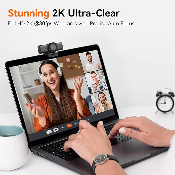 SVBONY 2K Webcam for PC, Computer Camera with Low-Light 3D Noise Reduction&Dual AI-Noise Canceling Mics, Web Cam with Privacy Cover, USB A-to-C, Plug&Play PC Camera for Video Calling,Teams,Streaming