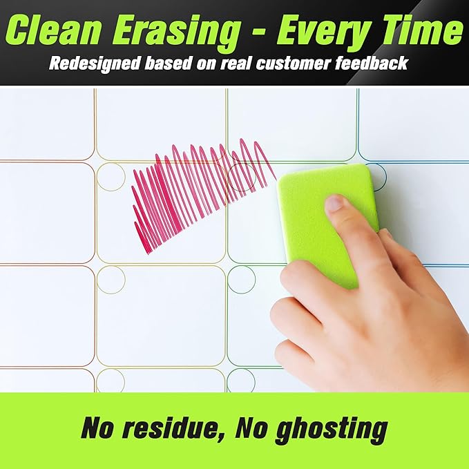 Mag-Fancy Dry Erase Calendar Kit- Magnetic Calendar for Refrigerator - Monthly Fridge Calendar Whiteboard with Extra-Thick Magnet Included Fine Point Marker & Eraser & Adhesive Mounts for Wall Hanging