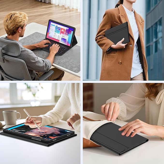 MMK Galaxy Tab A9 Plus Case with Keyboard (11" 2023), Compatible with Samsung A11 Plus Tablet Case Keyboard (11" 2025, SM-X230, SM-X236B), Wireless Detachable-Black
